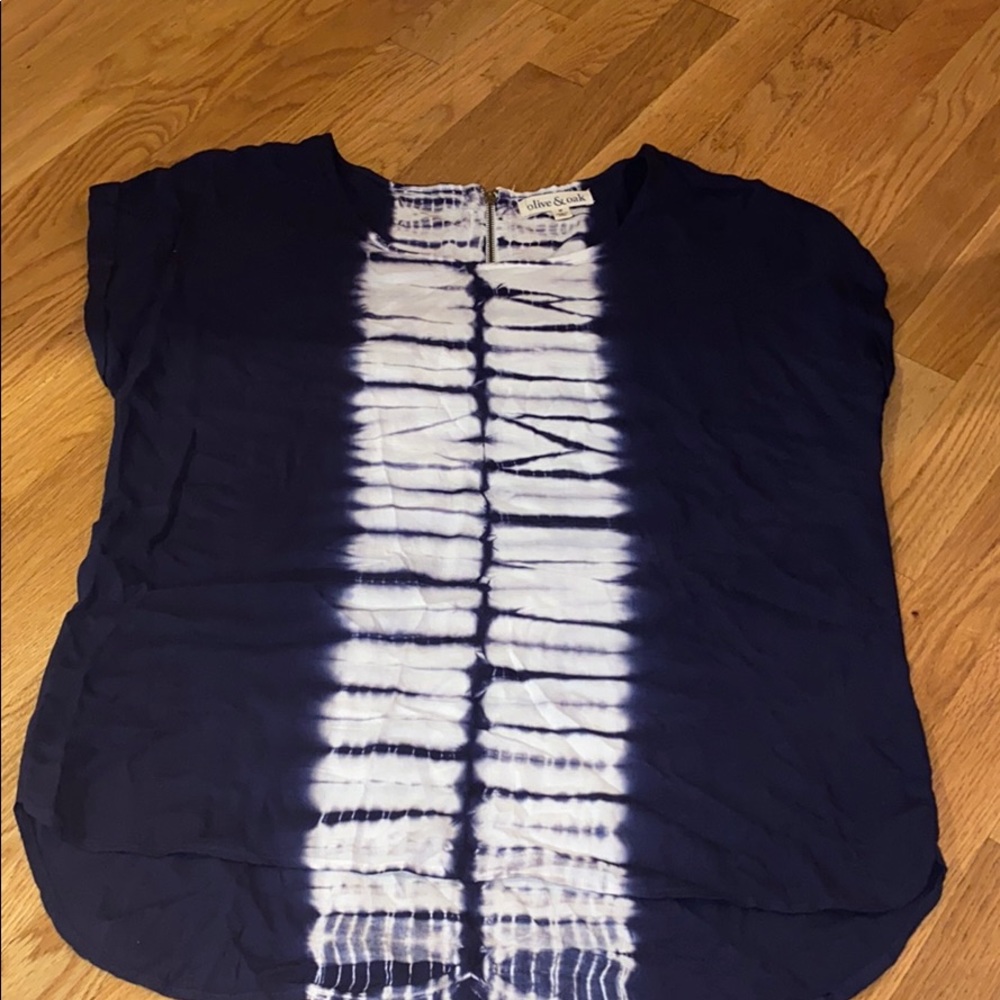 Blue and White Blouse